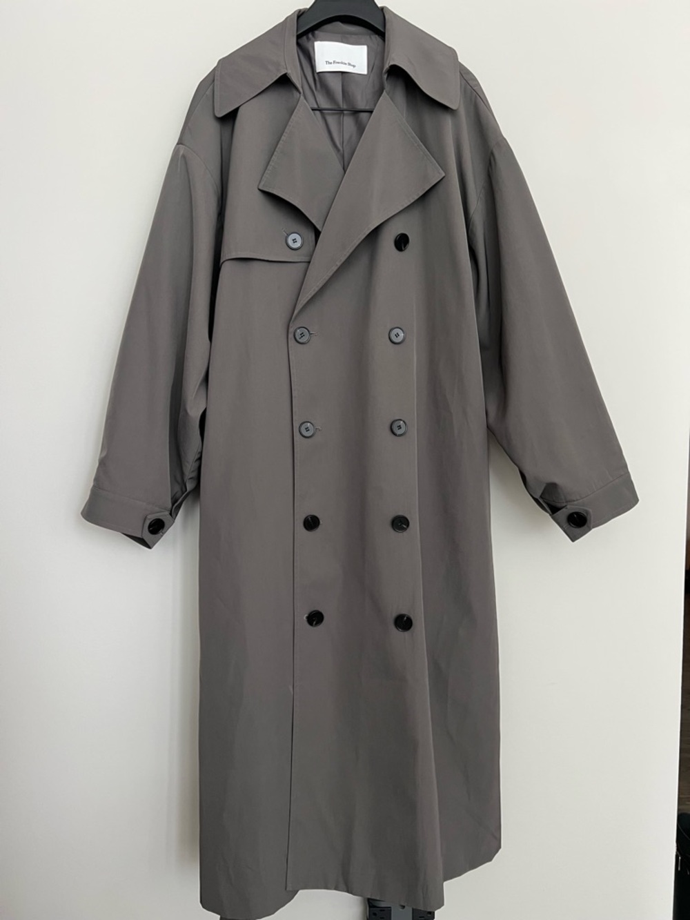 THE FRANKIE SHOP • Mavis Oversized Grey Trench Coat - Picture 3 of 16